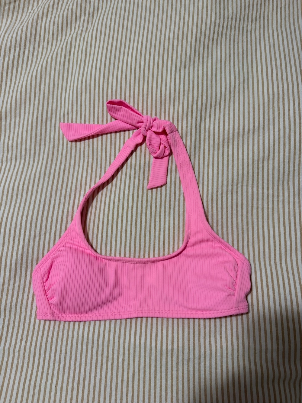 Xhilaration Pink Ribbed Halter Swim Top